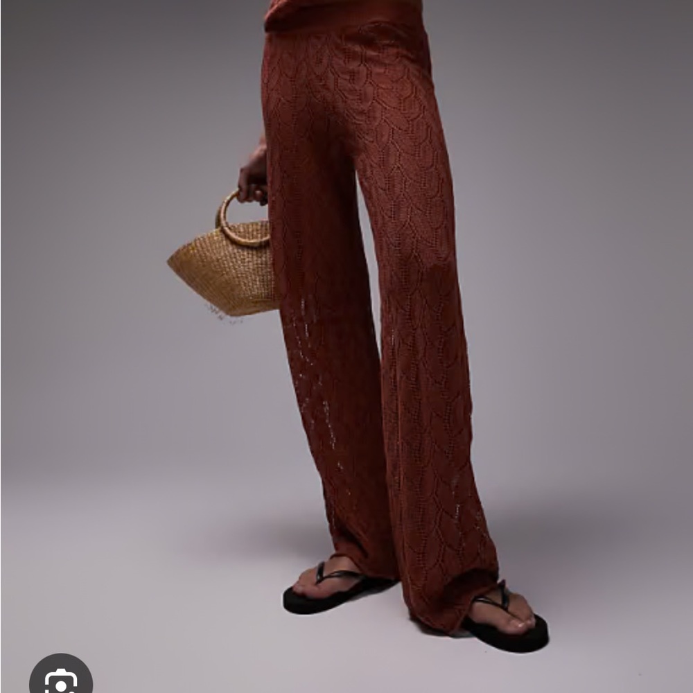 Topshop Rust Open Stitch Knit Pant